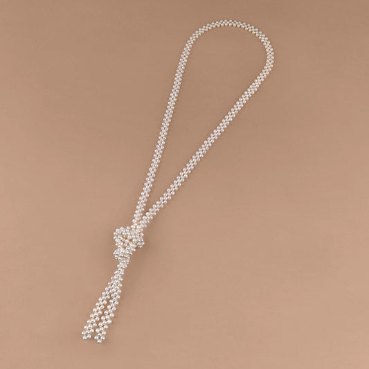 Jewelry Natural Freshwater Pearl Necklace Hand-woven Beaded Dongdaemun Versatile Long Sweater Chain XL034