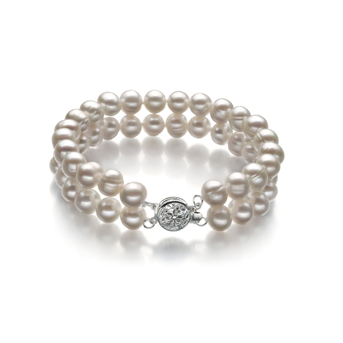 White Freshwater Pearl Necklace Bracelet Earrings Set with 925 Silver Accessories Double Row Pearl Jewelry Wholesale