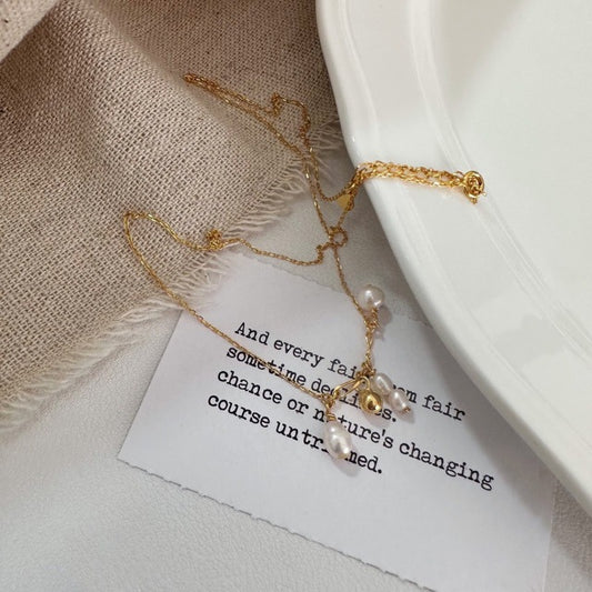 Natural special-shaped freshwater pearl necklace Personalized design Clavicle casual women's style