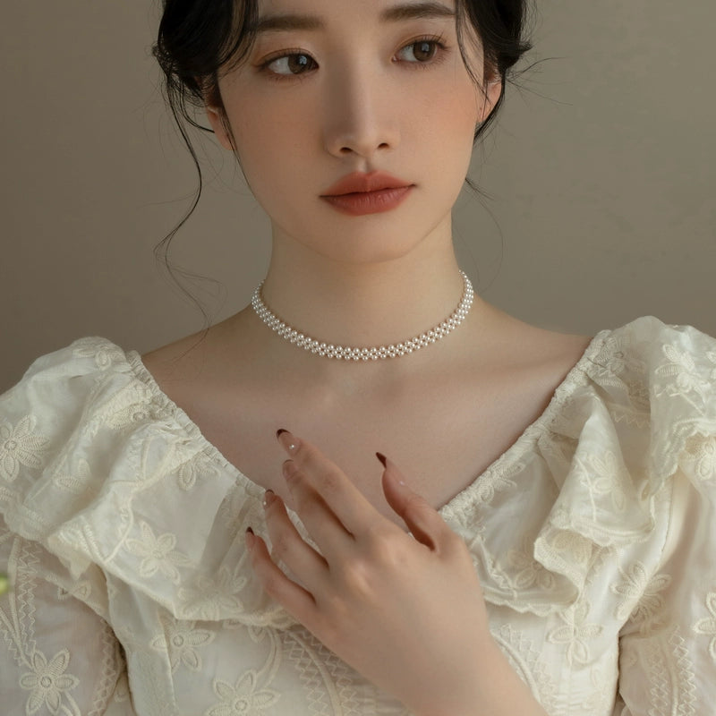 Small Pearl Necklace Choker Chain Girls Collar