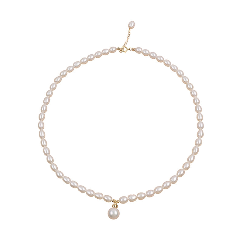 Natural freshwater pearl necklace temperament short round bead chain versatile neck chain collarbone chain XL011