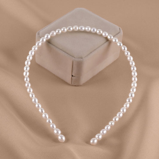 Natural freshwater pearl headband handmade rice beads simple retro temperament hairpin hair accessories FG001