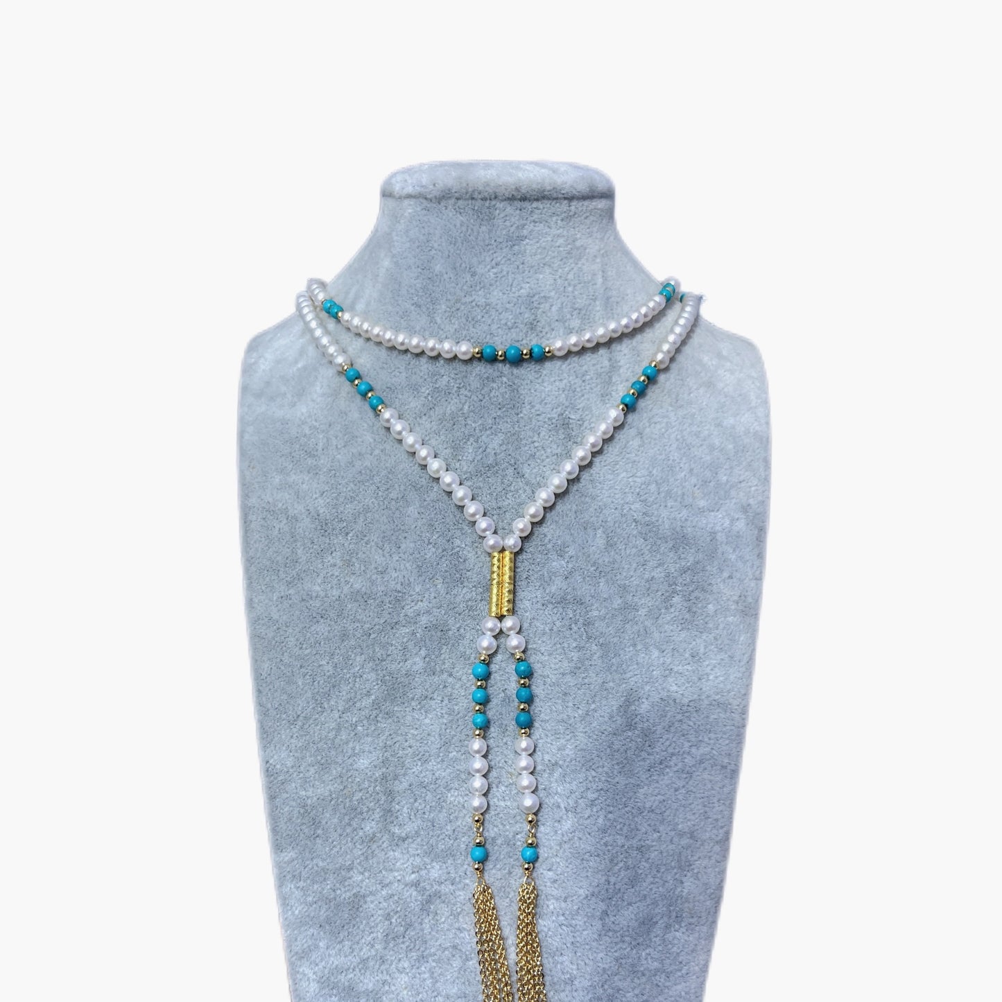 new product turquoise fringed design magnetic suction buckle tian ran freshwater pearl sweater chain long necklace