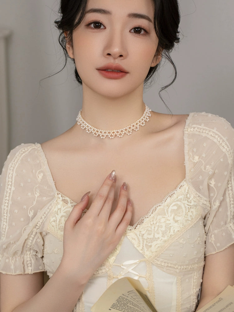 Handwoven natural pearl necklace women choker necklace wedding accessories chain