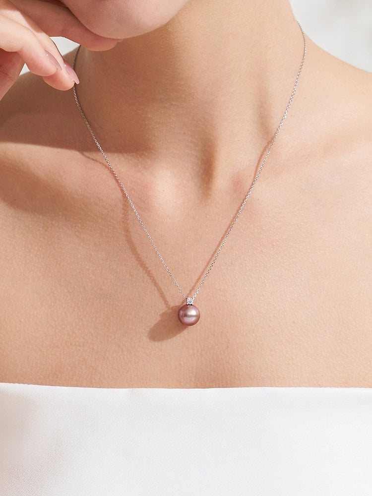 Tahiti Edison Pearl Pendant Princess Diana Necklace 18K Gold Purple Natural Pearl Clavicle Chain Premium