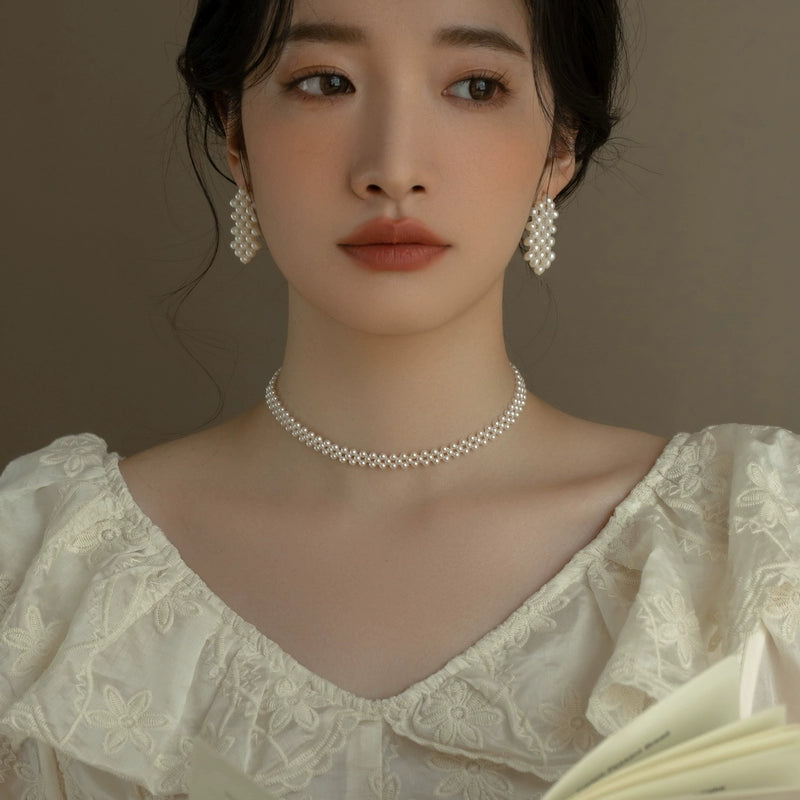 Small Pearl Necklace Choker Chain Girls Collar