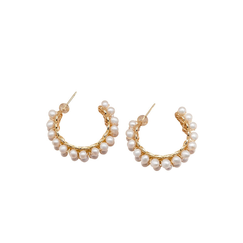 Natural pearl earrings 925 silver needle Japanese and Korean numeric alphabet earrings free shipping flannel packaging EH016