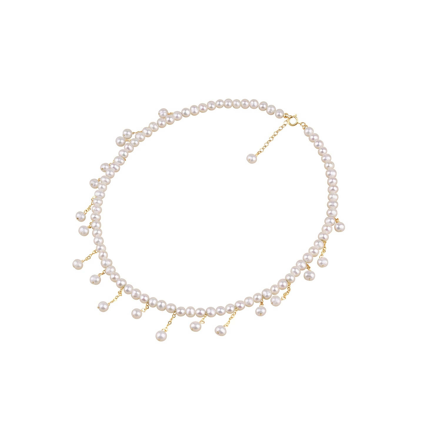 Gold Tassel Collarbone Chain Natural Freshwater Pearl Necklace ins Style Gold Wrapped Women's Collar XL043