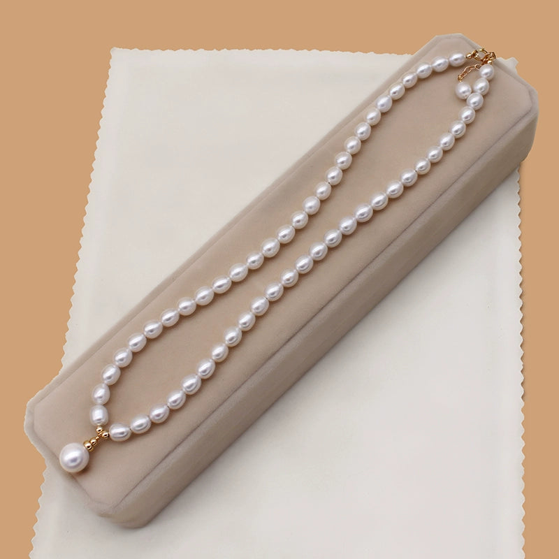 Natural freshwater pearl necklace temperament short round bead chain versatile neck chain collarbone chain XL011