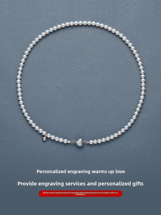 Necklace Ladies Positive Round Extremely Strong Light High-grade Natural Freshwater Baby Pearl Full Bead Chain