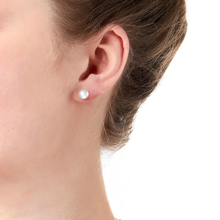 18K Platinum Natural Freshwater Pearl Stud Earrings, Mother's Day Pearl Earrings, Mother's Day Pearl Gifts for Mom