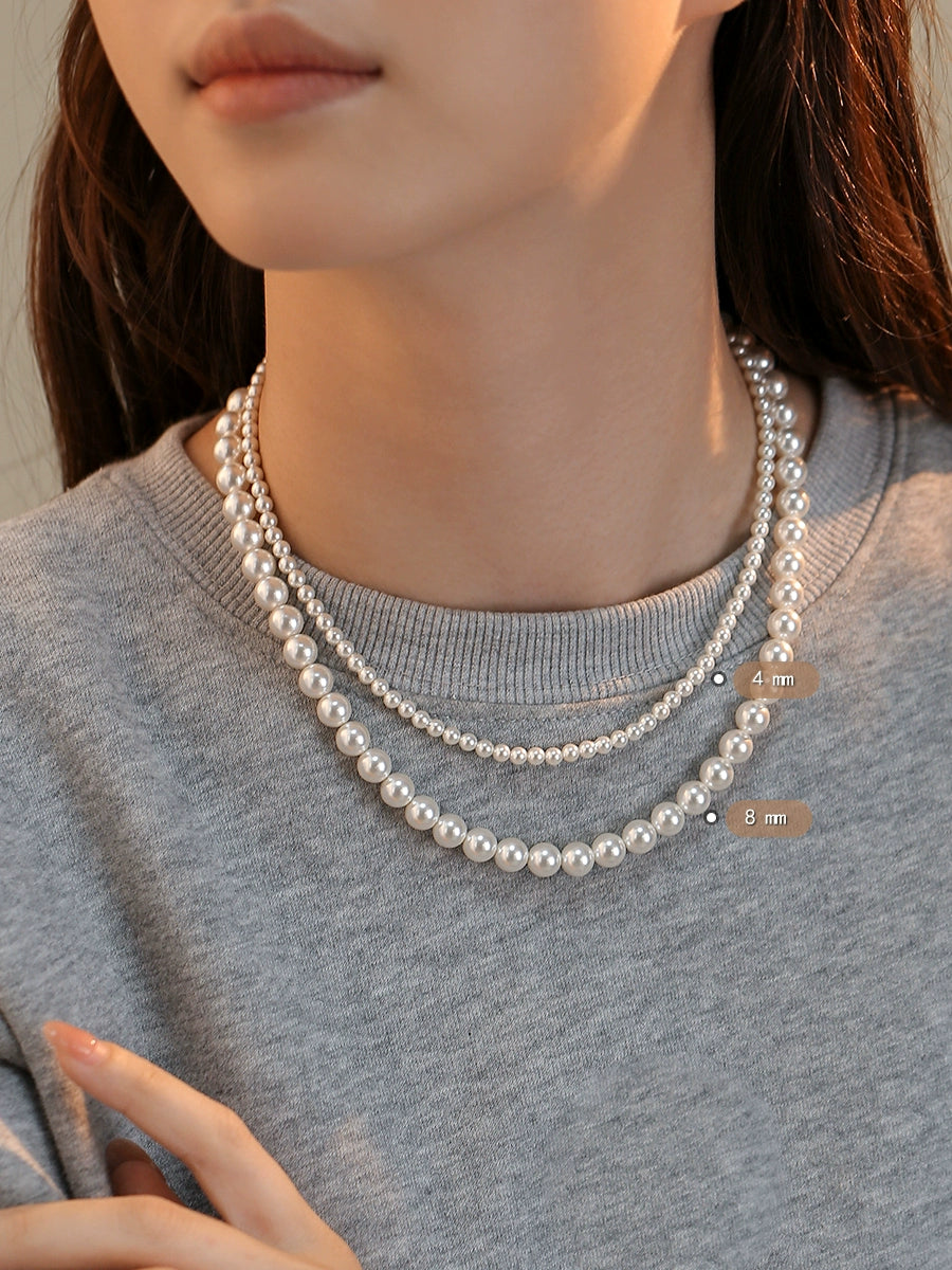 4mm ultra-fine baby small rice pearl necklace women's exquisite design sense of stacking