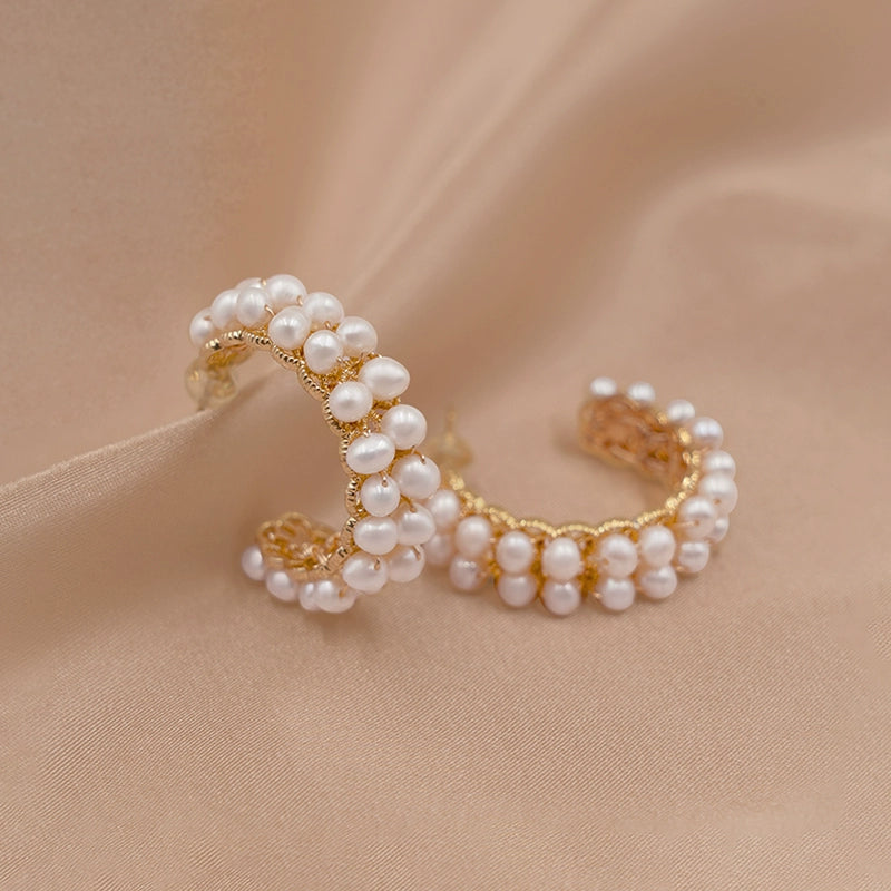 Natural pearl earrings 925 silver needle Japanese and Korean numeric alphabet earrings free shipping flannel packaging EH016