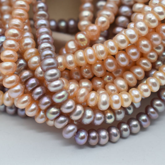 1238 good quality, flat beads 6mm DIY work in progress necklace, natural freshwater pearls