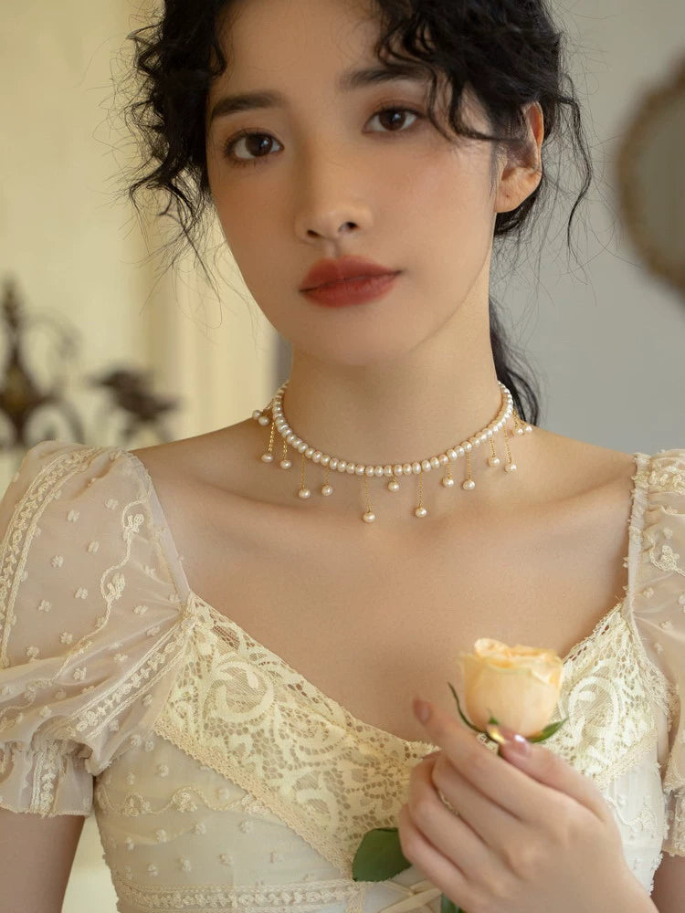 Handmade Quality Natural Pearl 14K Gold-wrapped Tassel Necklace Chain