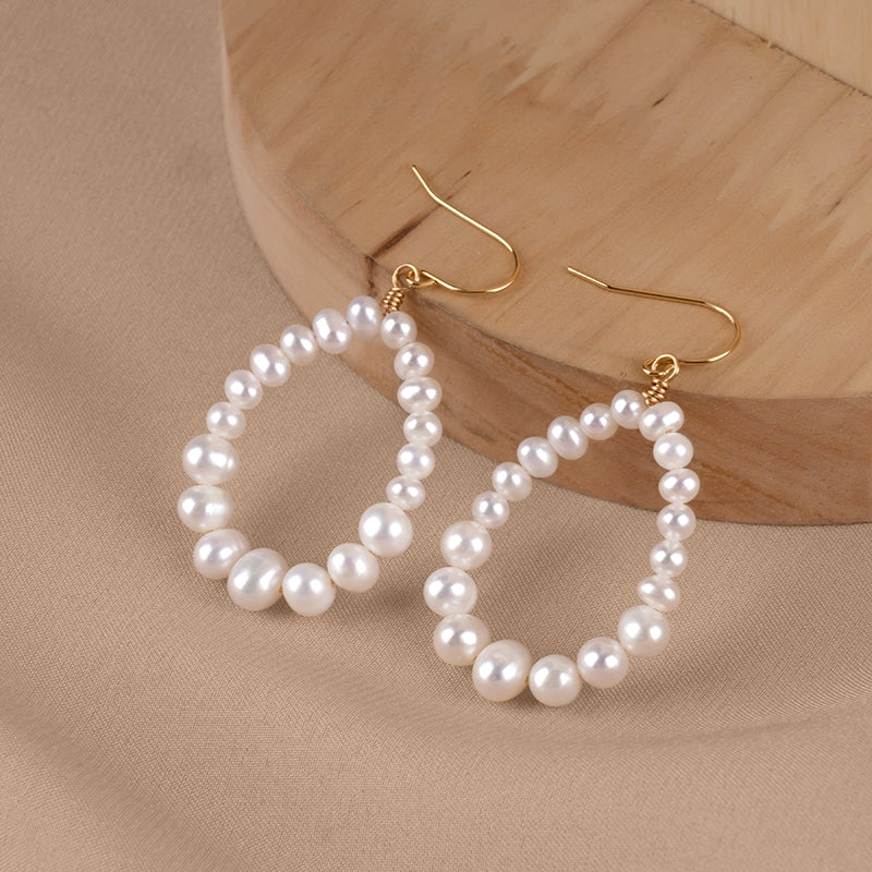 Natural freshwater pearl earrings 925 Tremella hook handwoven earrings women's Japanese and Korean style EH033