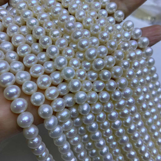 1165 freshwater pearl nearly round 7-8mm natural white work in progress DIY handmade accessories