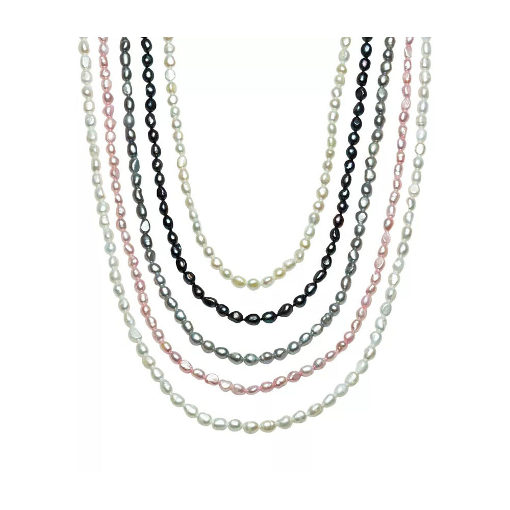 5-6Mm meter shape foreign trade quality 90cm long baroque, natural freshwater pearl necklace neck chain long sweater chain