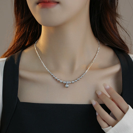 strong light pearl gradual change necklace design 925 silver