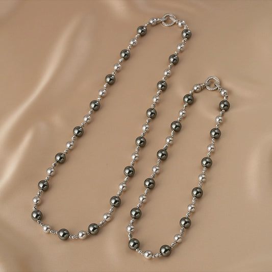 Zhenduo hemp mixed color pearl necklace women's autumn and winter new sweater chain personalized stacking