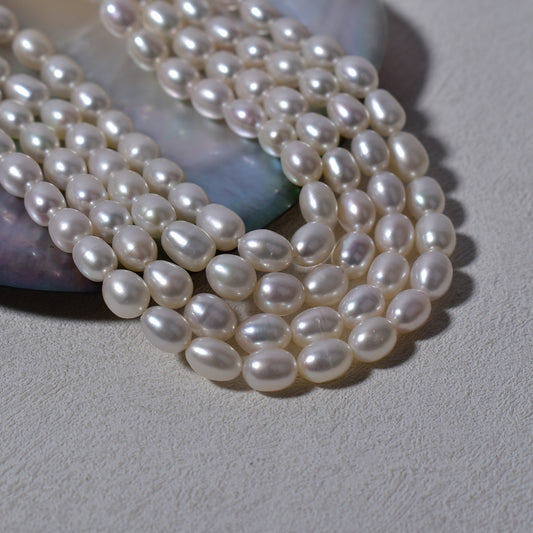 1037 Strong Light 7-8mm Rice Beads White DIY Necklace Accessories Wholesale Accessories