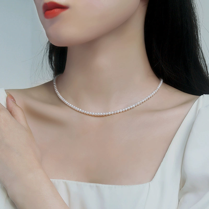 Natural freshwater pearl necklace BABY beads millet beads neck joint niche luxury collarbone chain XL054