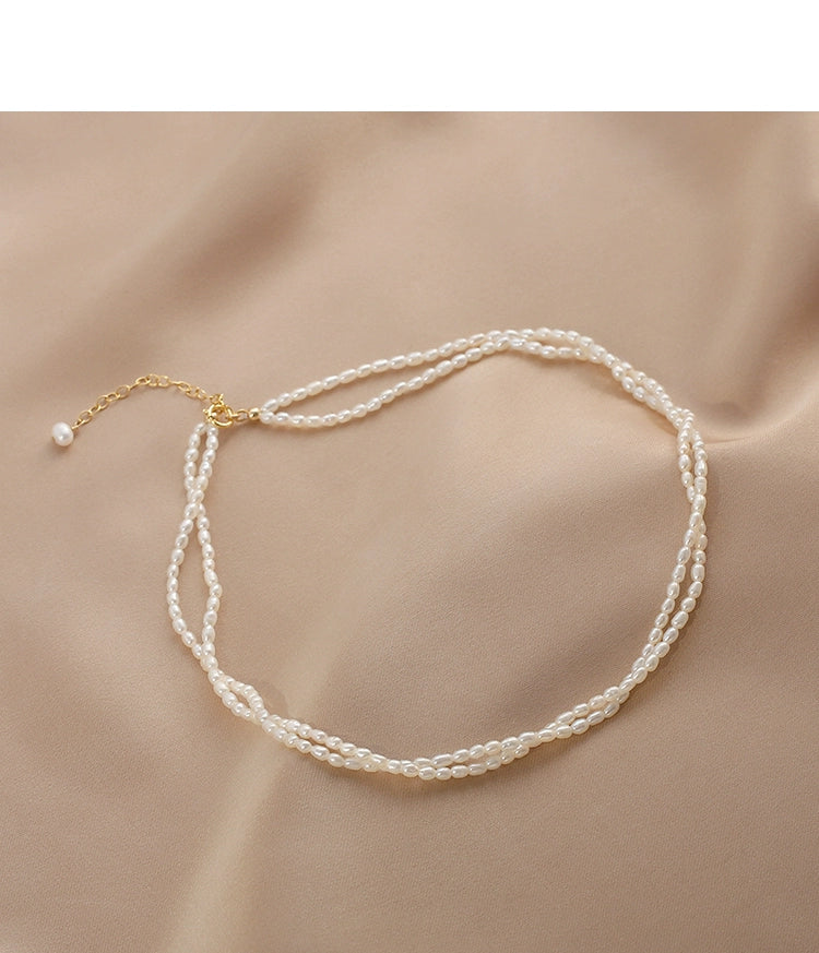 Freshwater pearl neck chain female multi-layer Internet celebrity temperament fringed short versatile fairy super fairy young collarbone chain