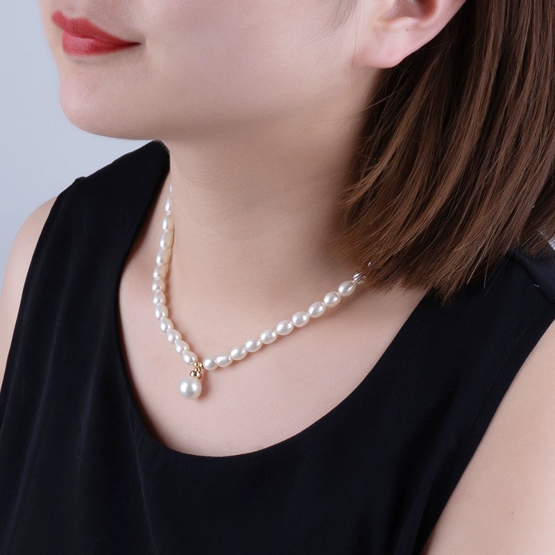 Natural freshwater pearl necklace temperament short round bead chain versatile neck chain collarbone chain XL011
