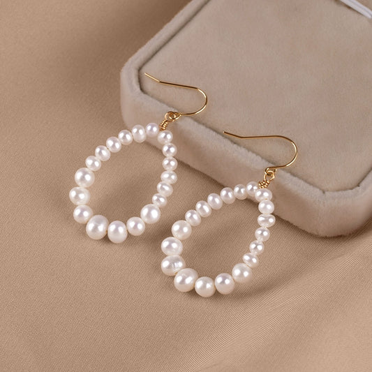 Natural freshwater pearl earrings 925 Tremella hook handwoven earrings women's Japanese and Korean style EH033