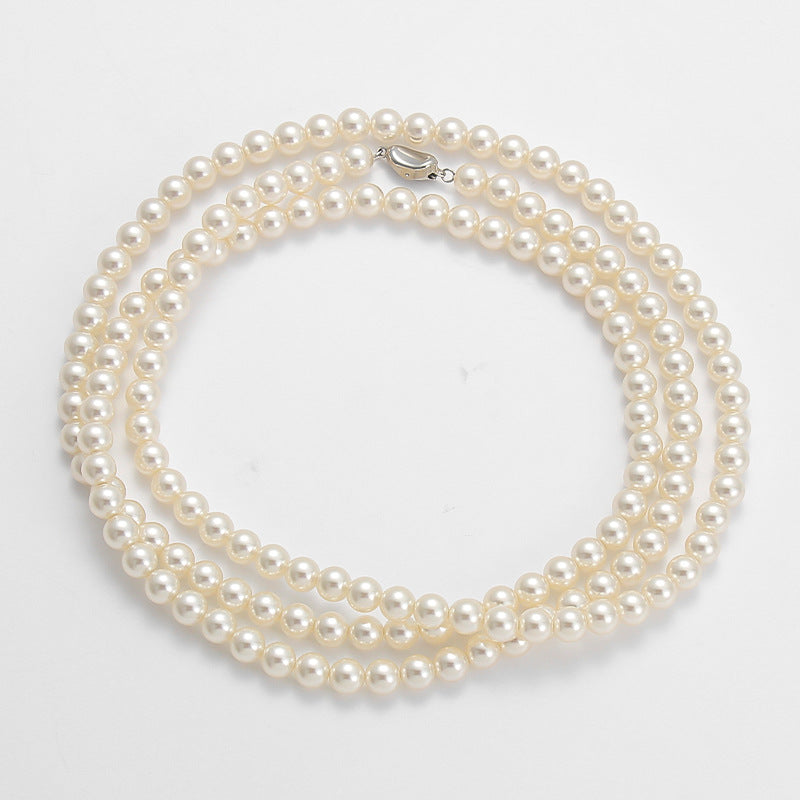 120Cm Pearl Necklace, Wear More Fa Zhengyuan Imitation + Chain Stacked, Wear Women's Long Sweater Chain