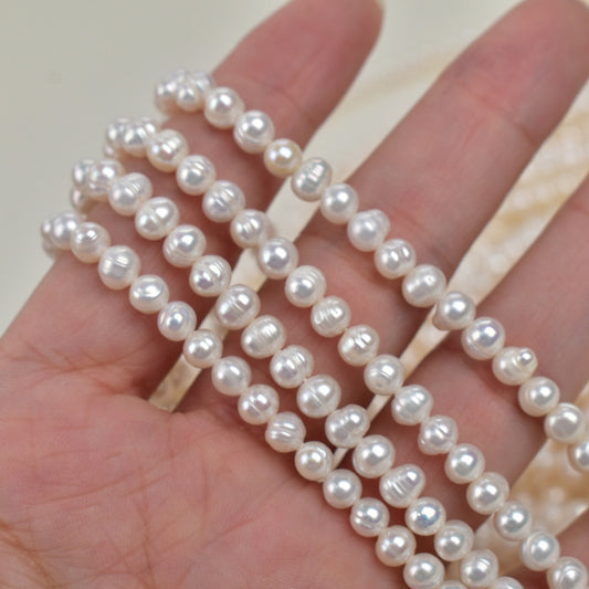 1180 Zhuji 4-5mm natural freshwater pearl nearly round thread work in progress bare beads DIY jewelry loose beads beads wholesale