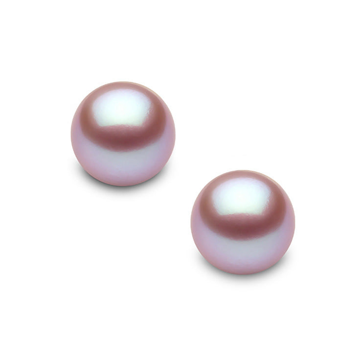 18K Gold with Natural Freshwater Pearl Stud Earrings, White Purple Pearl Stud Earrings Mother's Day Pearl Gift