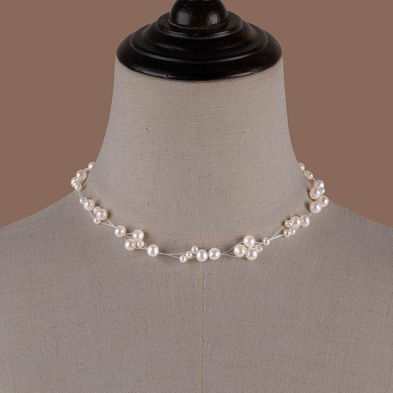 Natural freshwater pearl necklace fashionable transparent fishing line gypsy star small fragrant wind collarbone chain XL147