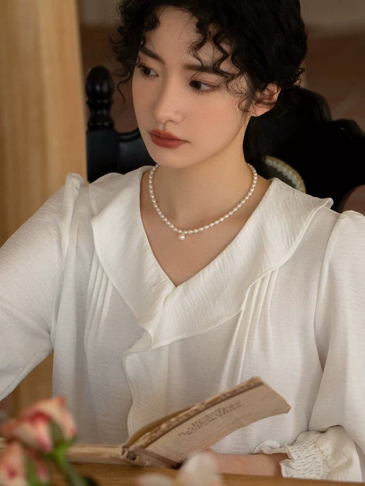 Simple Freshwater Pearl Necklace Chain Neck Jewelry Gift High Sense