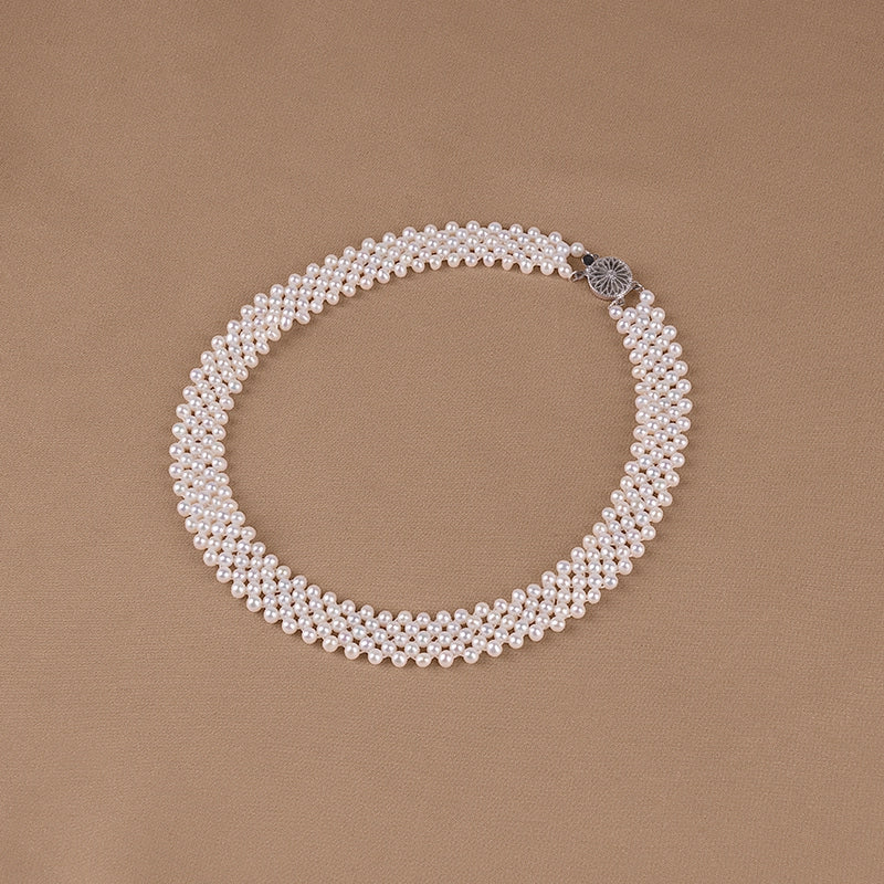 Natural freshwater pearl necklace commuter neck S925 sterling silver simple fashion short URL female XL146