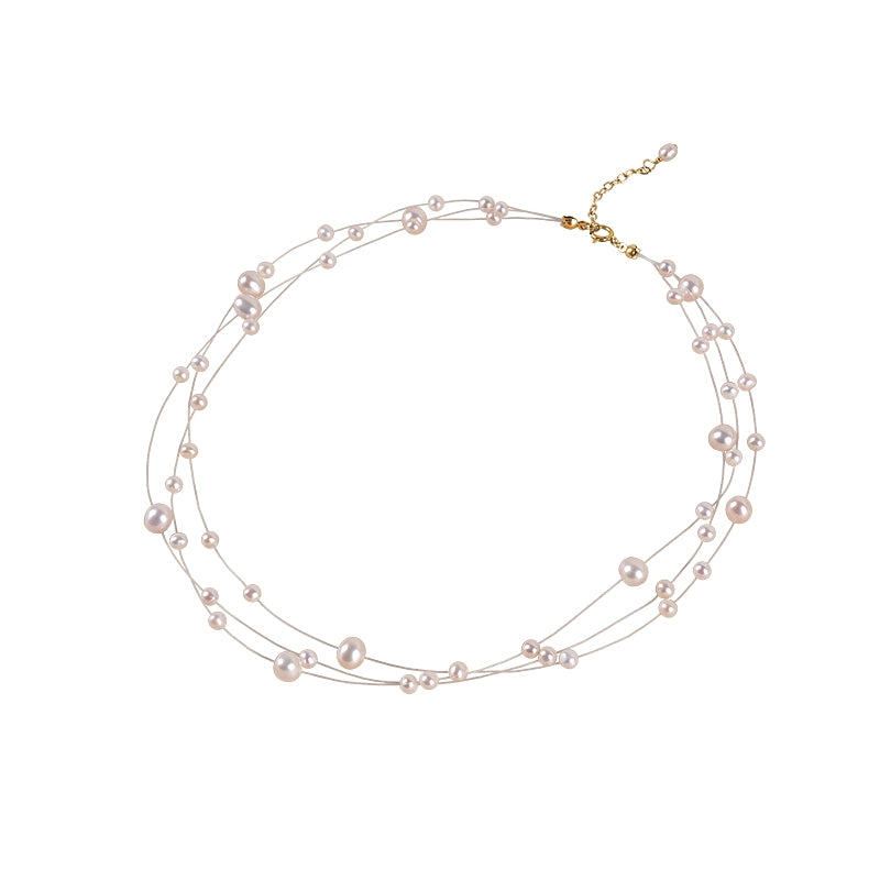 Natural Freshwater Pearl Necklace Fashion Transparent Fishing Line Xiaoxiangfeng Clavicle Chain 925 Sterling Silver XL148