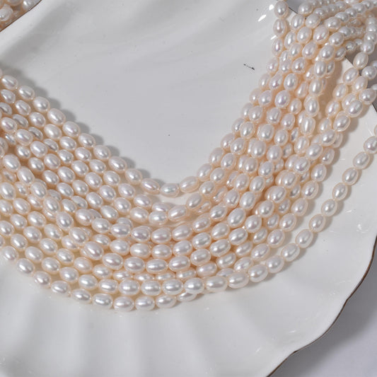 1049 Freshwater Fat Rice Beads Loose Beads Natural Pearls 7mm