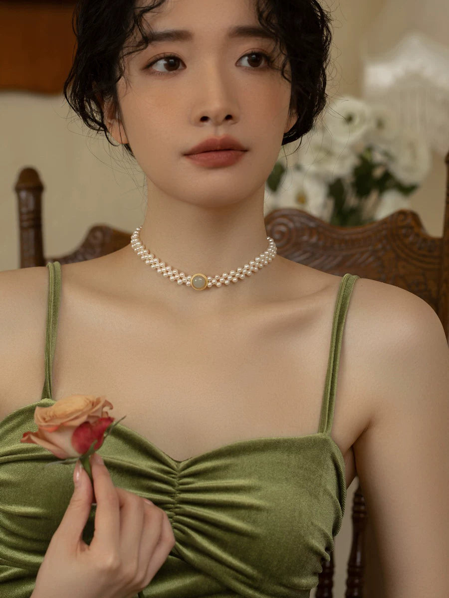 Natural Pearl Choker Necklace Chain Women's New Collar