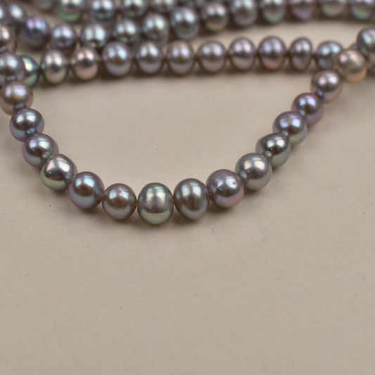 1176 5-5.5 mm Near Round Grey Pearl Natural Fresh Water, Grey Loose Bead Jewelry Accessories DIY work in progress