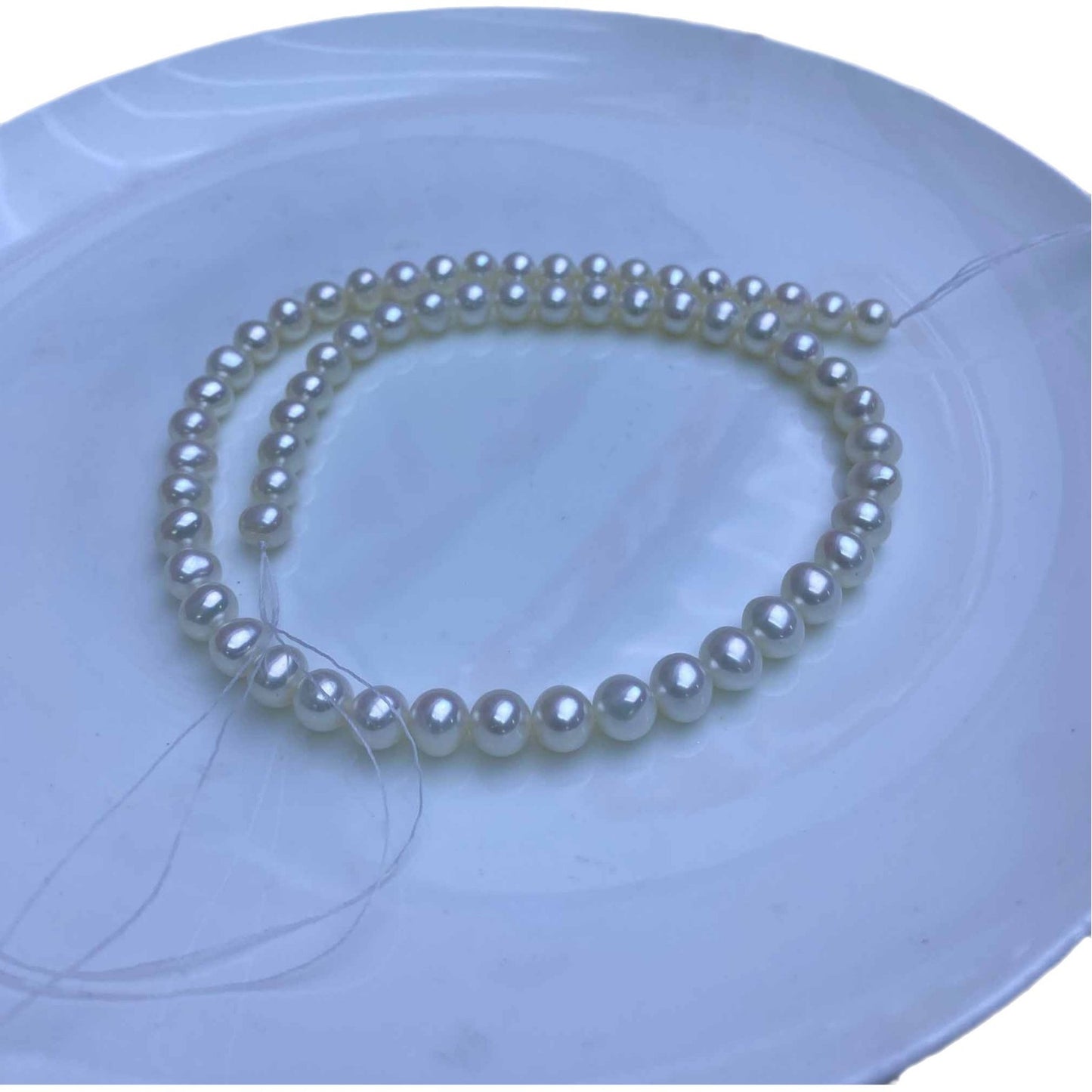 1165 freshwater pearl nearly round 7-8mm natural white work in progress DIY handmade accessories