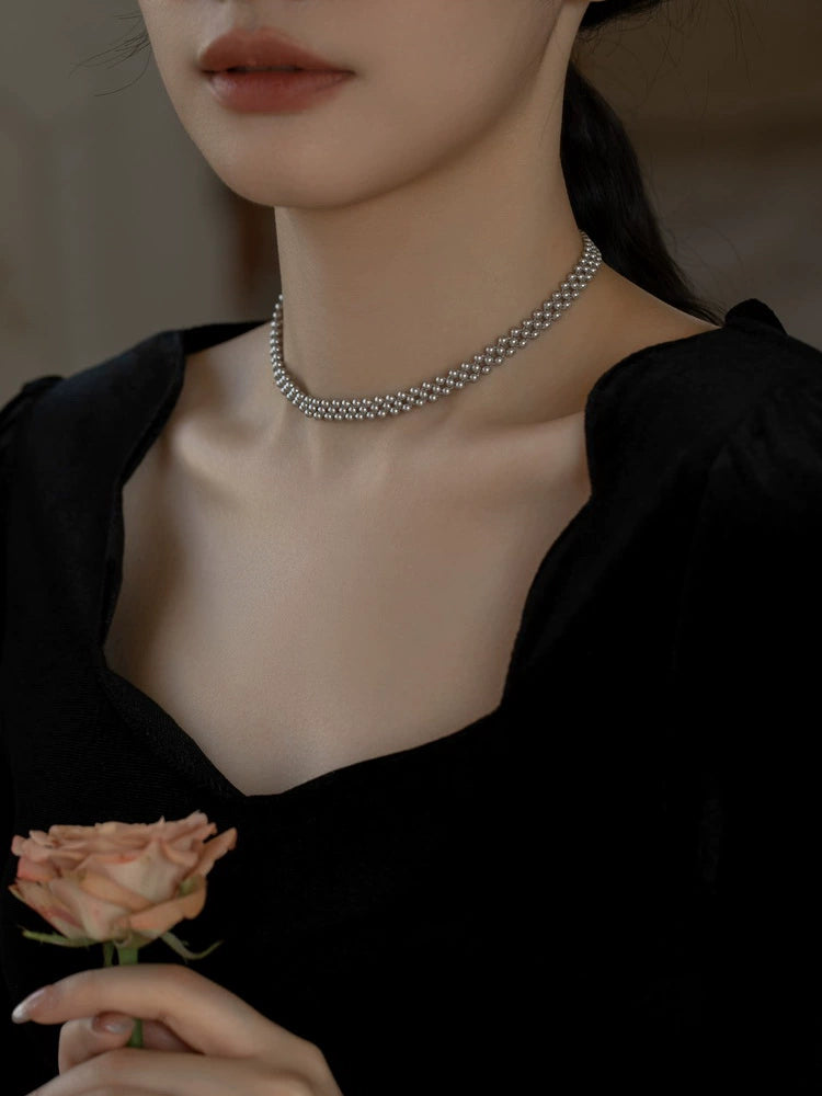 Pearl Choker Necklace Chain Girls Collar