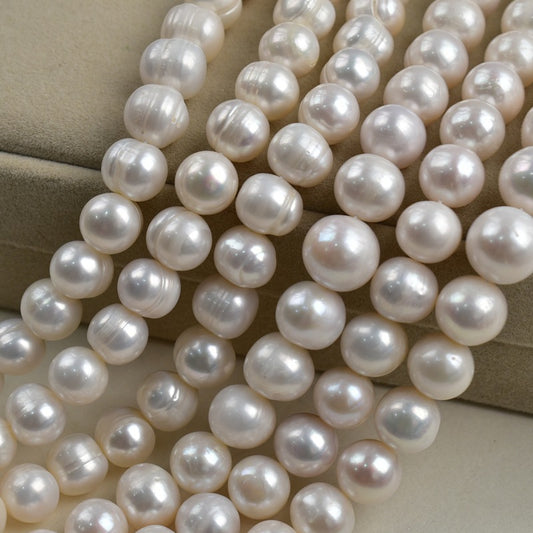 1166 White 8-11-13 mm Natural Freshwater Near Round Pearl work in progress Pearl Jewelry Accessories DIY