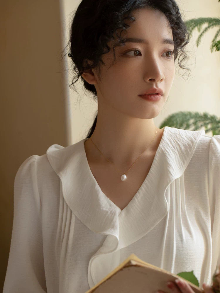 Pearl Necklace Girls Vintage ins Simple Chain Neck Snake Bone Chain Gift