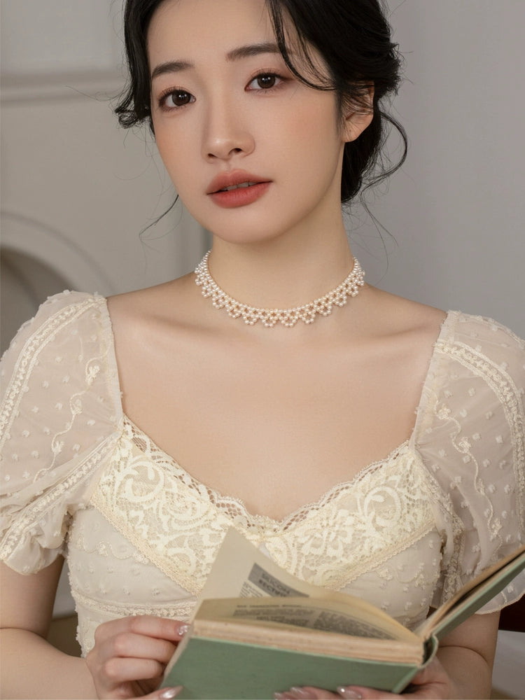 Handwoven natural pearl necklace women choker necklace wedding accessories chain