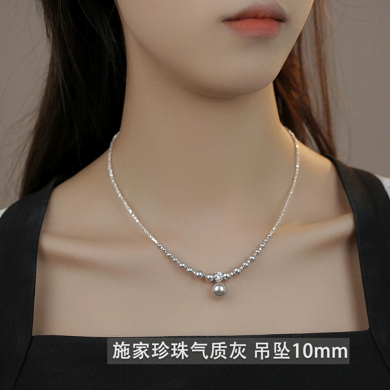 strong light pearl gradual change necklace design 925 silver