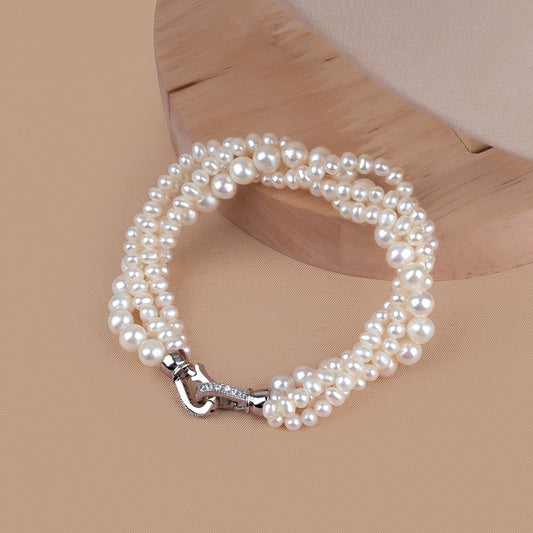 Natural Freshwater Pearl Multi-layer Bracelet Simple Women's Jewelry Personalized Fashion Korean Version SL003
