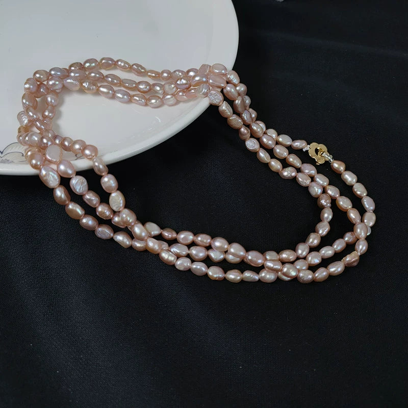 Double-layer special-shaped baroque retro design natural freshwater pearl long necklace multi-layer stacked with sweater chain women's new model