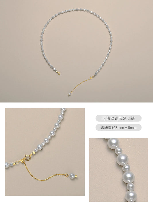 Baby bead necklace size pearl women's round strong light natural freshwater gypsy