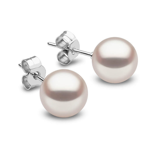 18K platinum, pearl pendant, pearl stud earrings, natural pearl jewelry set, Mother's Day pearl gift for mom