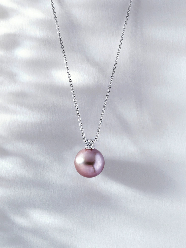 Tahiti Edison Pearl Pendant Princess Diana Necklace 18K Gold Purple Natural Pearl Clavicle Chain Premium